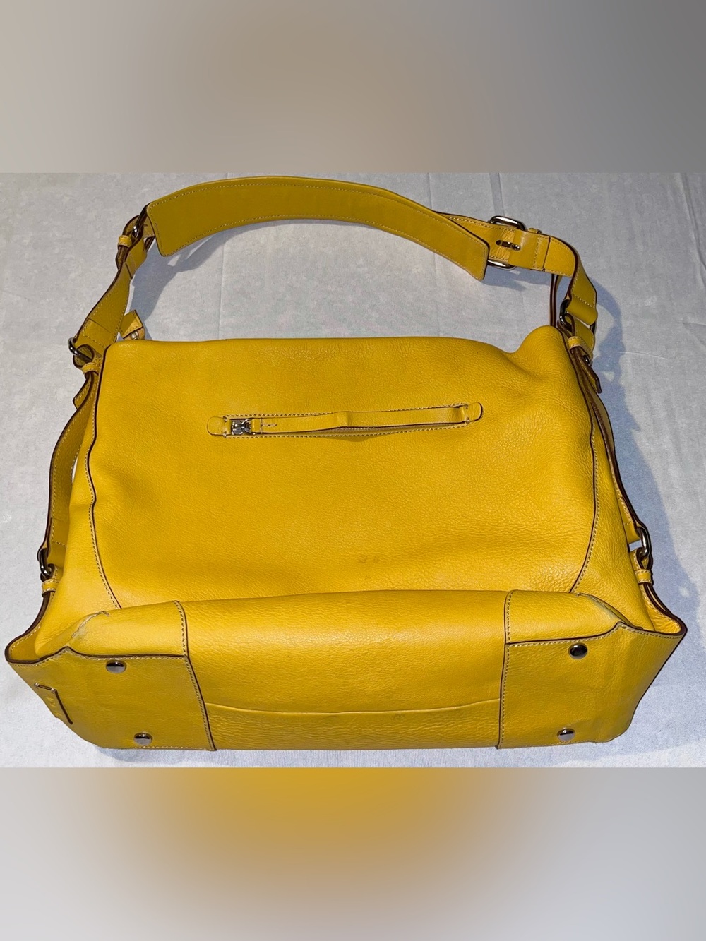 Tumi vintage yellow Italian leather hobo shoulder bag large slouchy preppy Y2K